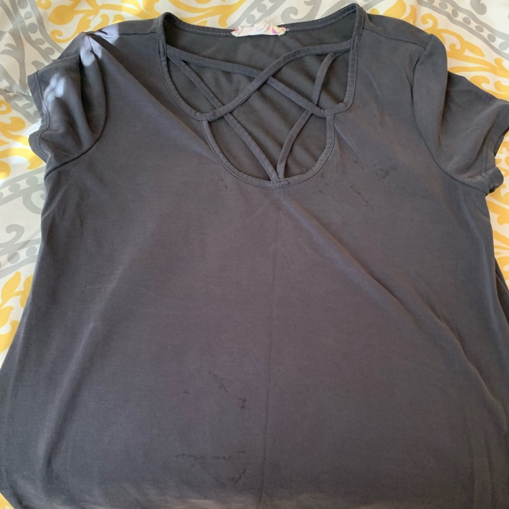 Pink Rose Short sleeved gunmetal tee